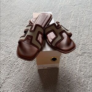 Billini Brown and Cream  Gordy Sandals
